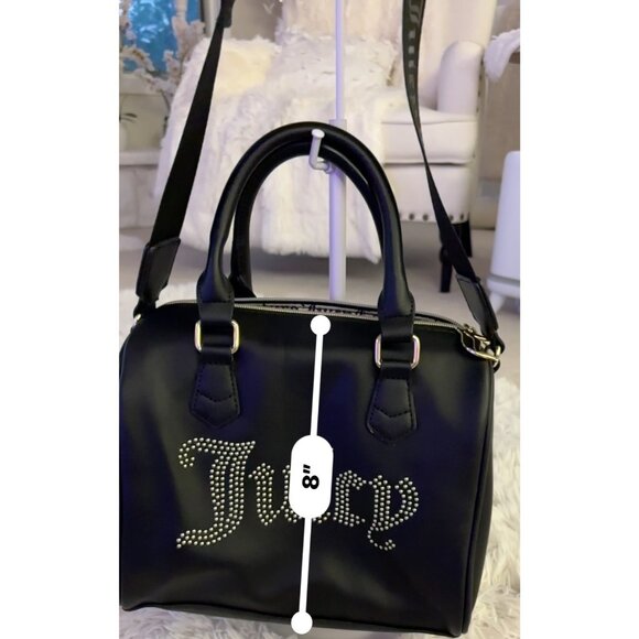 Juicy Couture Black Rhinestone Logo Mini Satchel With Adjustable Strap & Gold - Picture 15 of 15
